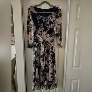 Floral Black and Pink Women's Dress